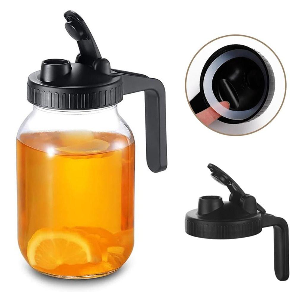 With Handle Mason Jar Pour Spout Lid Leakproof Seal Bottle Cover Spout Lid  for Wide Mouth Jar