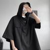 5 Colors Summer Hooded T Shirt Men Korean Half Sleeve Pullover Streetwear Loose T-shirt Tops Drawstring Men Clothing 5XL-M