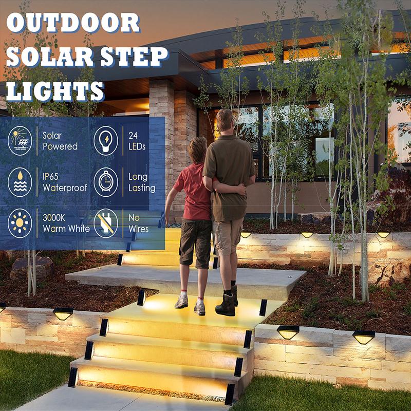2~8PCS Solar Deck Lights Fence Lights Outdoor Step Lights Waterproof Solar Lamps for Railing Stairs Fence Yard Patio and Pathway