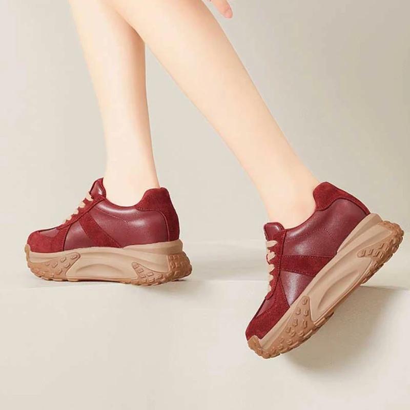 Женские кеды Koznoy из натуральной кожи высотой 7 см, лоферы разных цветов, на платформе и танкетке, на плоской подошве, весна-осень, вулканизированная обувь