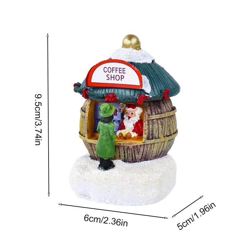 Christmas LED Light Resin House Santa Claus Gift Shop Ornaments 2025 New Year Decoration for Home Luminous Cabin Landscape Craft