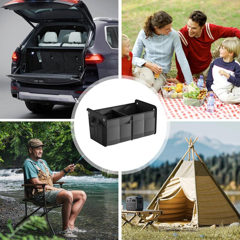 Ящик для хранения в багажнике автомобиля, органайзеры для багажника автомобиля, ящик для хранения 60 л, прочный органайзер, складные отсеки, ящик для хранения автомобиля для автомобиля