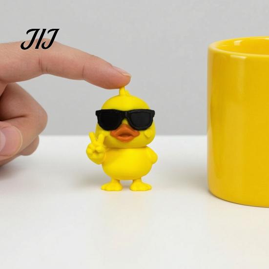 Portable Table Sculpture 3D Printed Yellow Duck Figurine, Funny Statue with Vivid Expressions, Cute Figurine Miniature Desktop Ornaments for