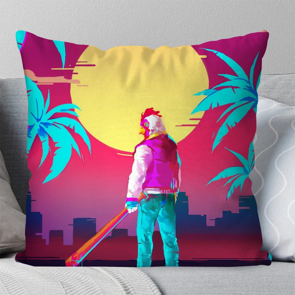 Игровой шутер H-Hotline Miami Наволочка Квадратная подушка Спальня Диван Отдых Комфорт Авто Гостиная Домашний Декор 40X40