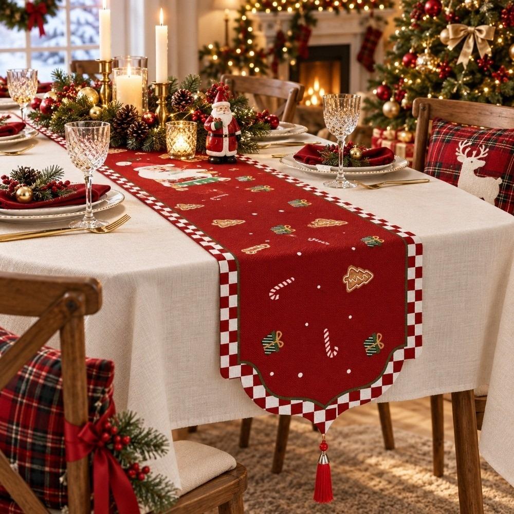 Santa Claus Christmas Table Flag Desk Decor Xmas Tablecloth Christmas Table Runner Home Decor