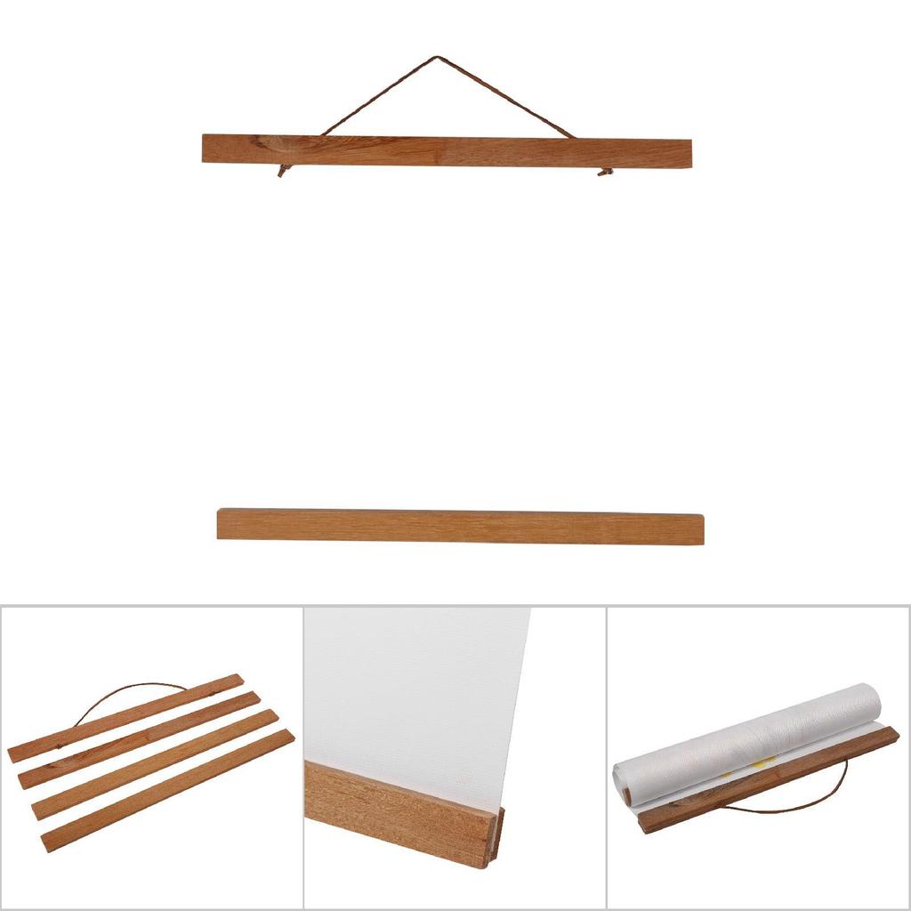 Modern Magnetic Sawdust Photo Frame DIY Poster Scroll Prints Artwork Hanger Teak Wood 50cm