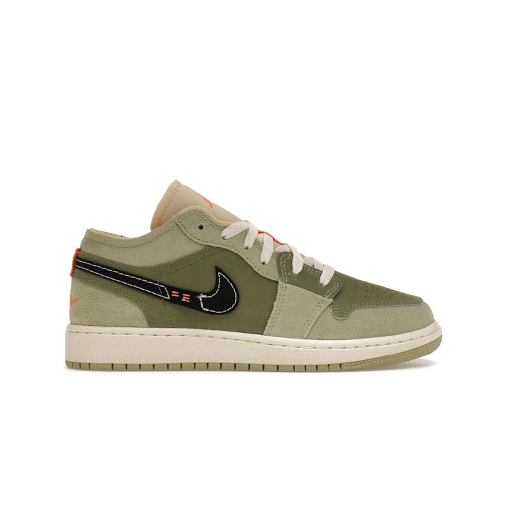 Air Jordan 1 Low SE Craft GS Sky J Light Olive Kids Sneakers Green Celadon Bright-Mandarin FD9092-300