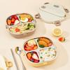 800Ml 304 Stainless Steel Divided Lunch Box With Cutlery Microwave 3/4 Grids Leak Proof Large Capacity Lunch Container