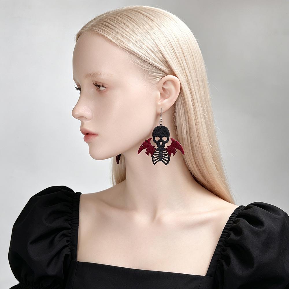 Skull Vampire Wings Earrings Halloween New Ghost Earrings Ghost Ear Ornament EH--