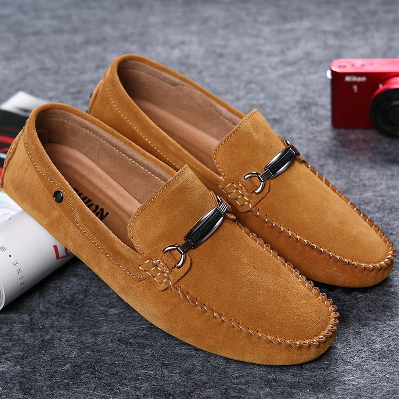 New Suede Leather Casual Shoes Mens Fashion Slip-on Rivets Party Wedding Loafers Moccasins Men Light Comfortable Driving Flats
