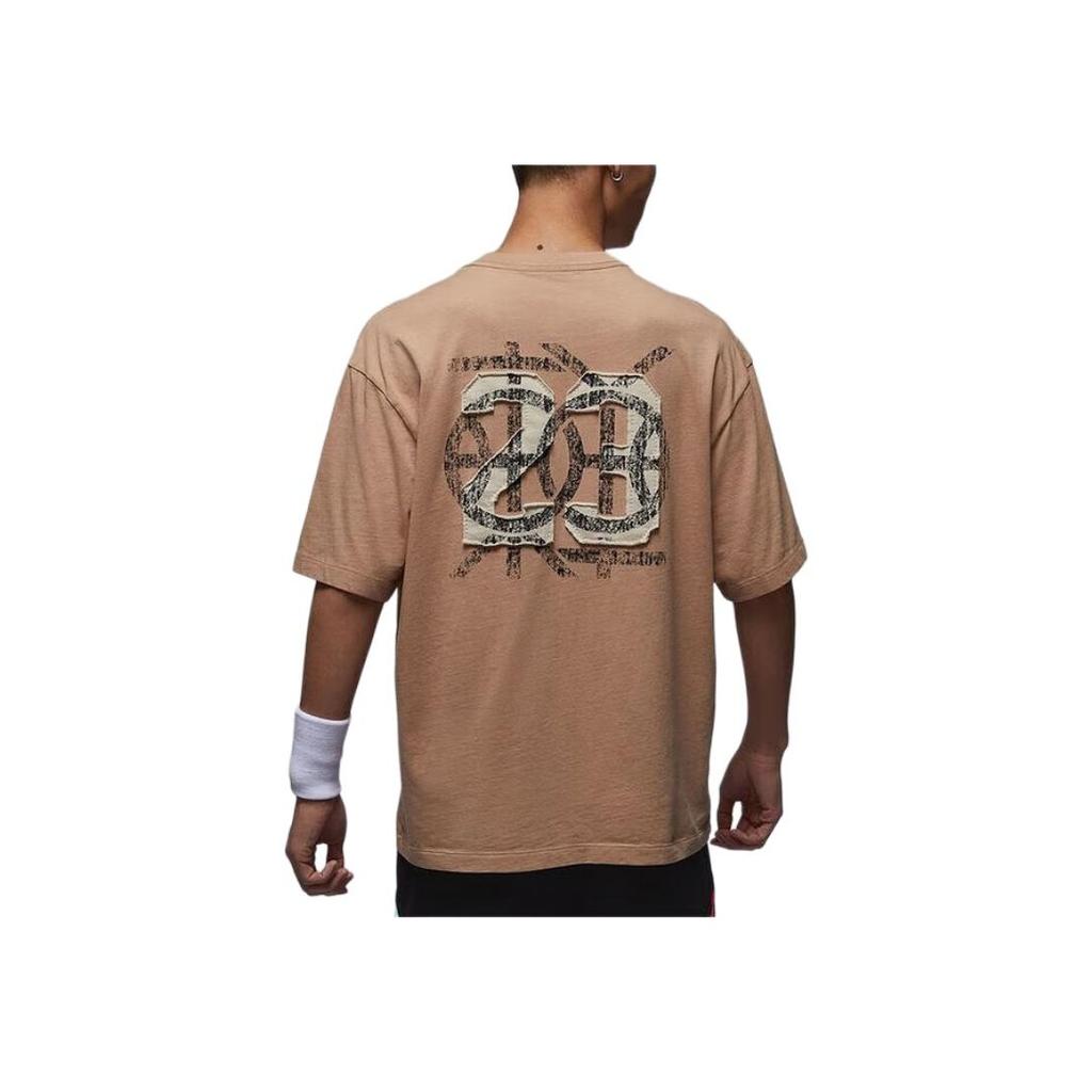 Jordan Dongdan 85 Удобный пуловер с круглым вырезом, футболка с коротким рукавом, быстросохнущая, мужские топы, коричневый HV1257200