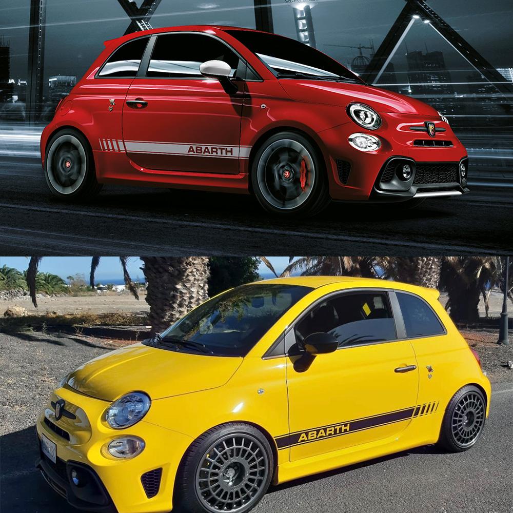 2 шт. Автомобильные боковые полосы-наклейки для FIAT 500 Abarth, Аксессуары, Тюнинг, Автомобильная виниловая пленка, Гоночные спортивные графические наклейки