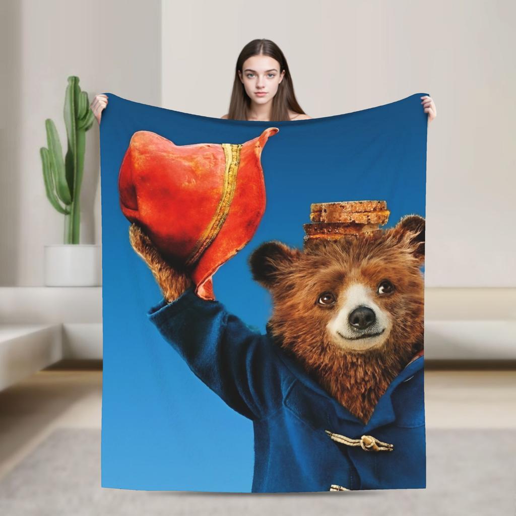 Blankets Britain Paddington Brown Bear Throw Blanket Flannel Bedspread For Couch Chair Sofa Bed Fluffy Sofa Bed Cover