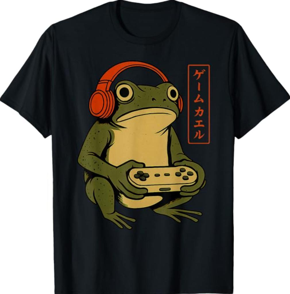 Funny Japanese Gamer Frog Graphic Tees T Shirts