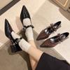 Pointed Toe Mary Jane Shoes Shallow Low Heel Women Shoes Casual Lady Ankle Strap Single Pumps Pointed Toe Square Pumps