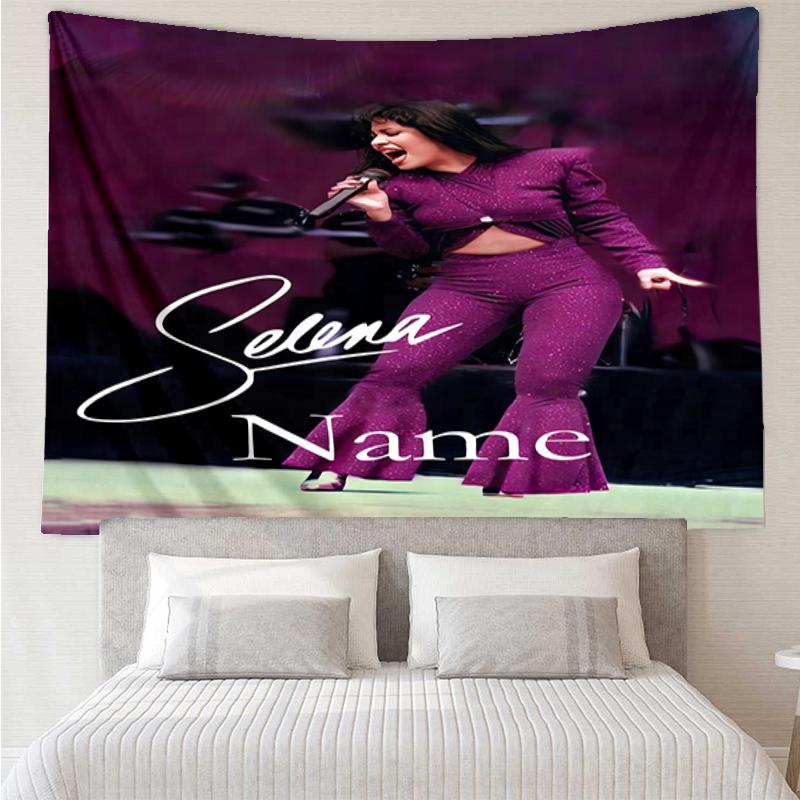 Custom Name Selena Quintanilla Print Tapestry, Backdrop, Easy Setup, Ideal for Bedroom, Office & Living Room, with Aesthetic Wall Hanging Decor.
