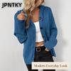Женские винтажные повседневные куртки и пальто JPNTKY, однотонные, с принтом, Осень-Зима, с длинным рукавом