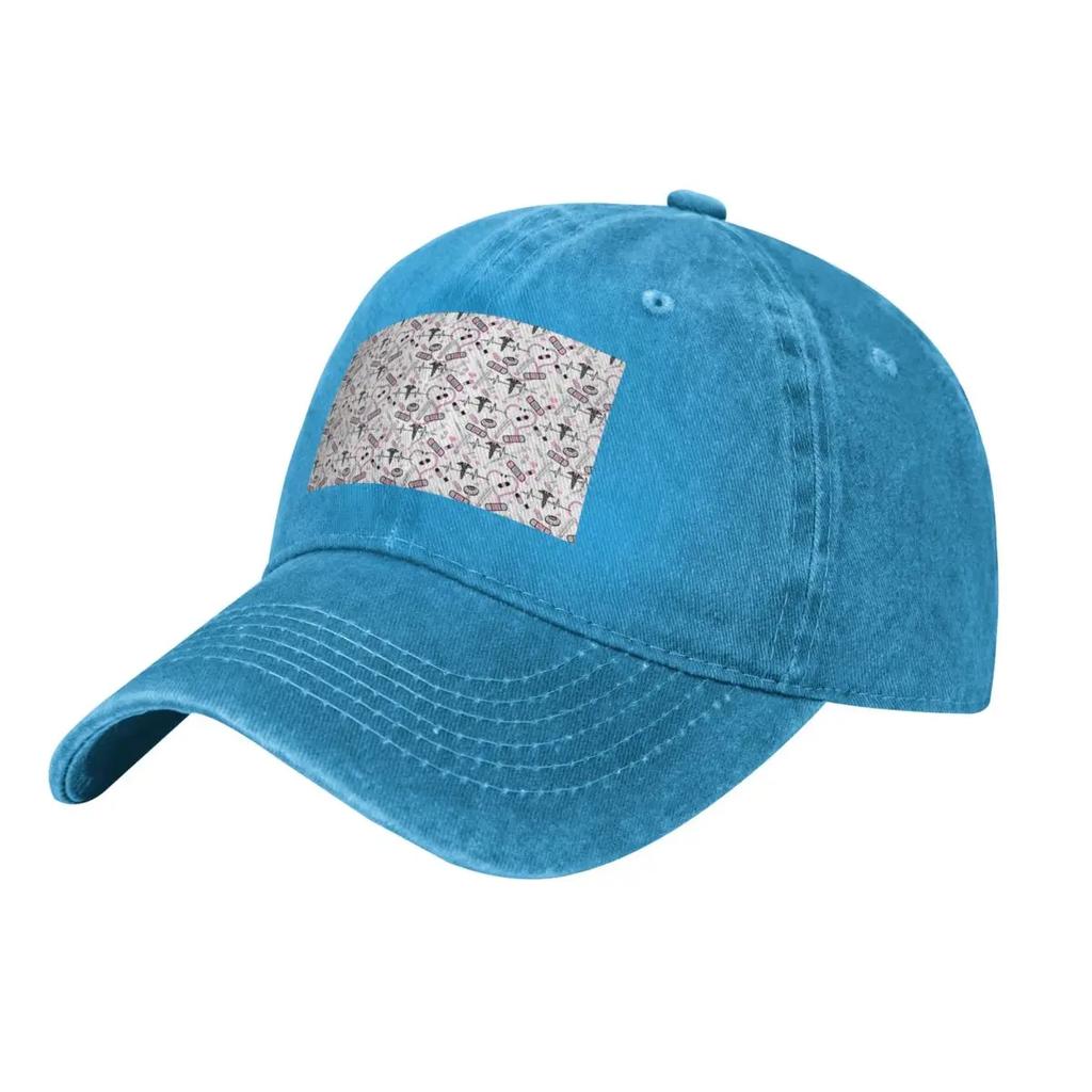 Cute Stethoscope Nurse Doctor EKG Pattern Baseball Caps Denim Hats Adjustable Casquette Streetwear Baseball Cowboy Hat