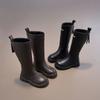 Girls High Boots Knee-high Long Boots Fashion 2024 Autumn Winter Kids Motorcycle Boots Simple Chic Classic Zipper Rubber Shoes