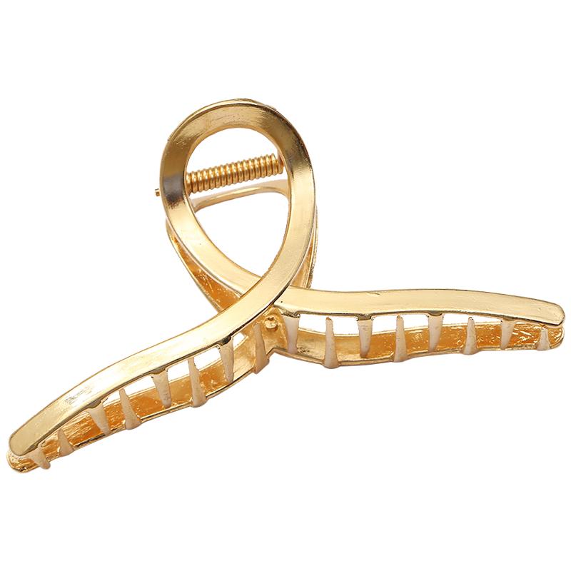 Korean Geometric Metal Hair Claw Clamp Ponytail Hair Crab Moon Shaped Hairpin Solid Color Hair Clip Women Hair Style Accessories