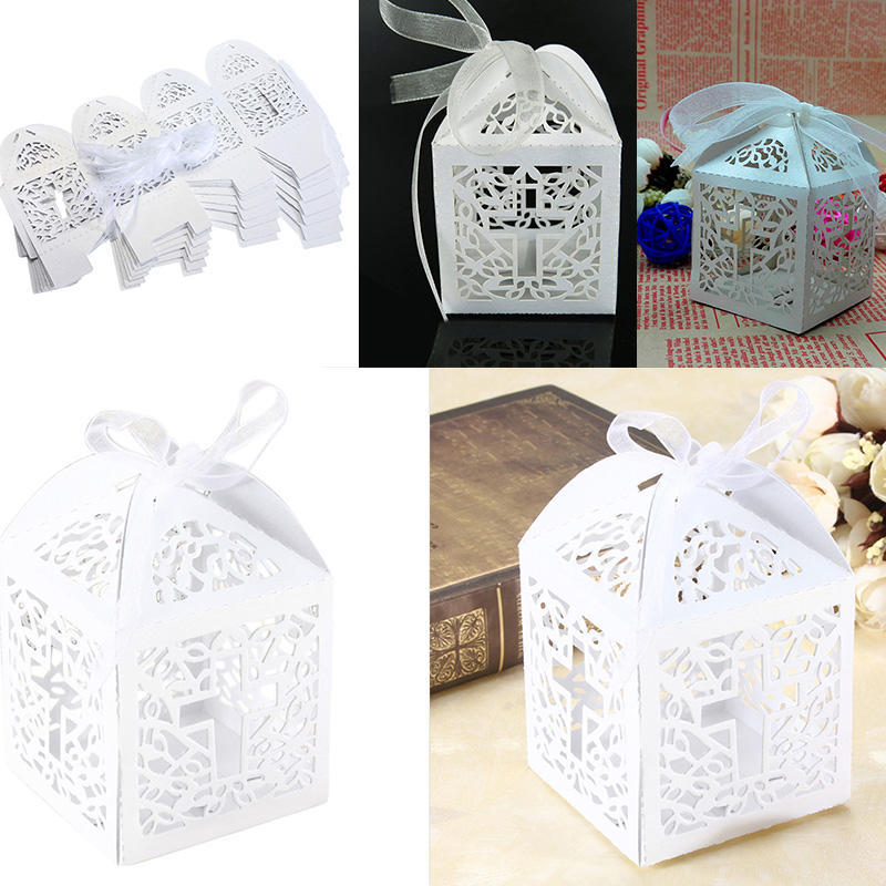 10/50/100 шт. Подарочные коробки для конфет в форме креста на свадьбу с лентой