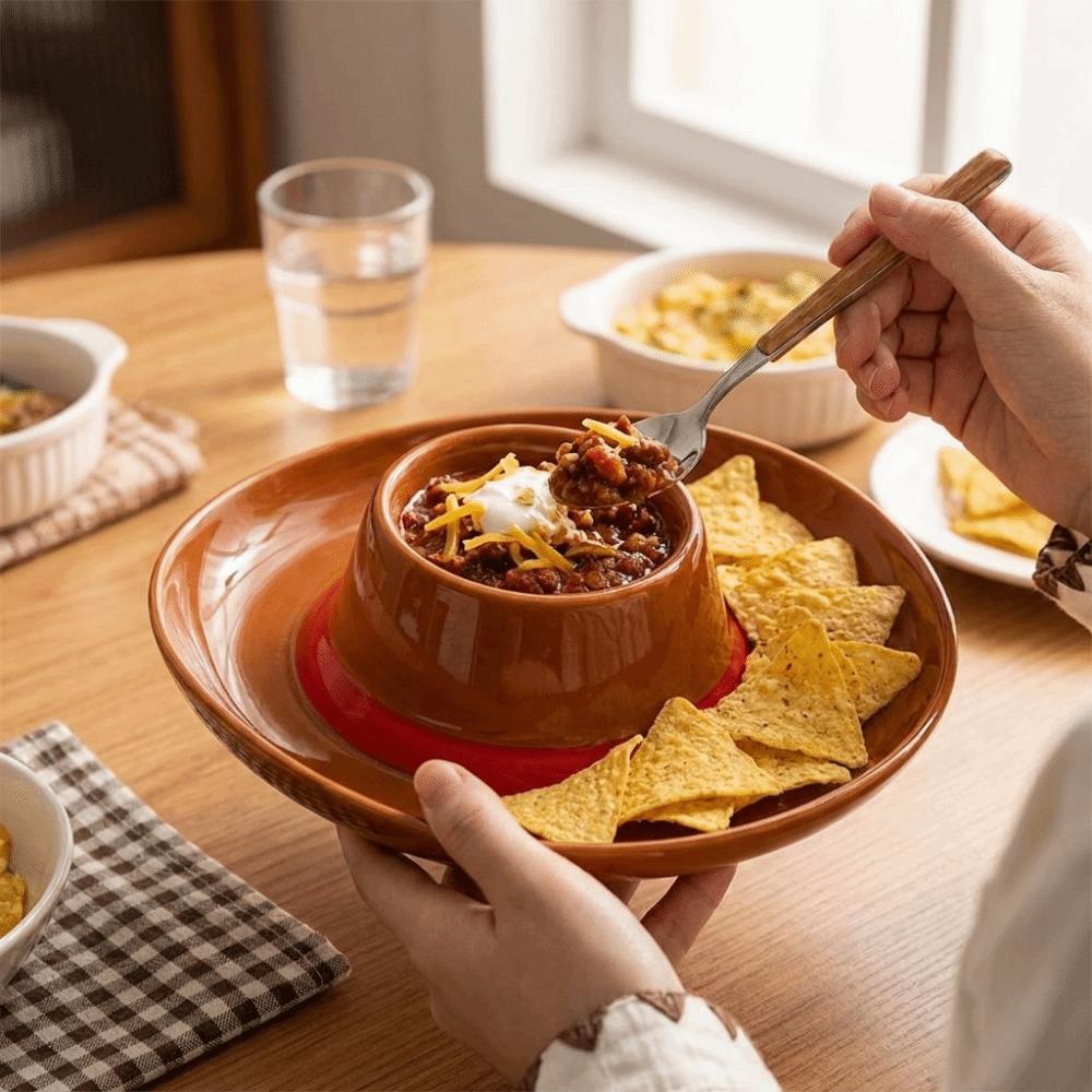 Creative Cowboy Hat Ceramic Tray with Divided Dumpling Plate Breakfast Dish Party Gifts
