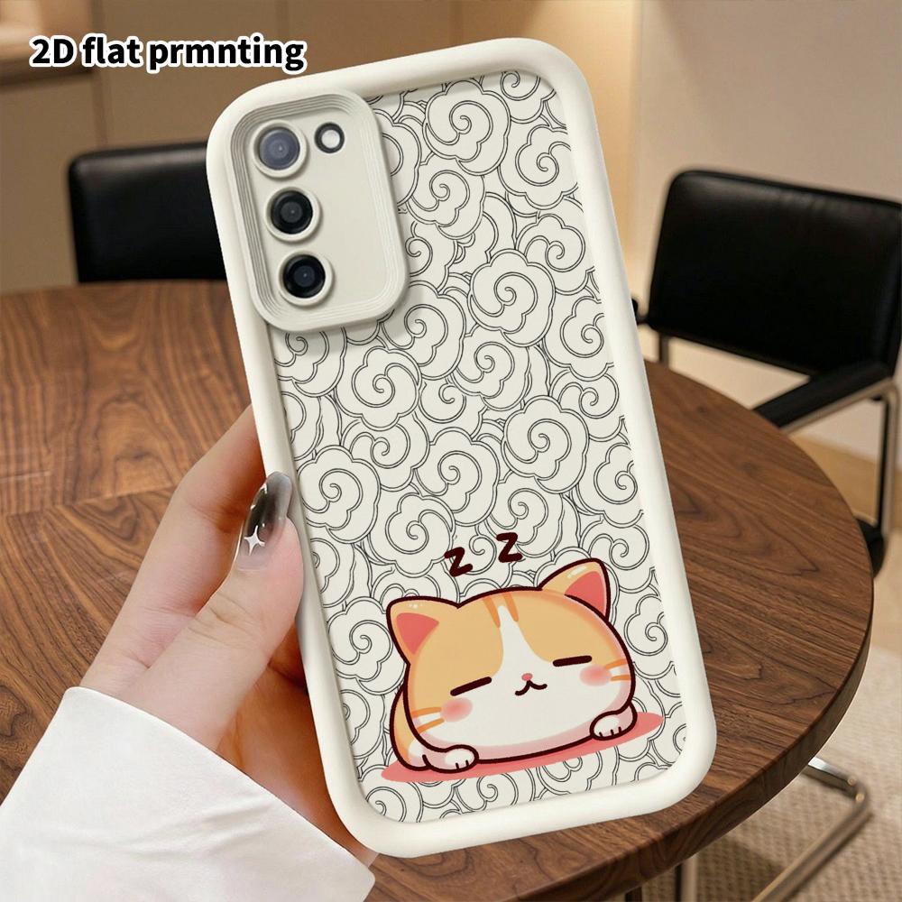 Чехол для телефона: 2D плоский защитный чехол для Samsung Galaxy A34 A35 M05 M06 S20 S22 S21 FE Plus 5G, Спящий оранжевый кот, Рождественские и Хэллоуинские подарки