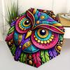 1pc Colorful Owl Mandala Folding Umbrella With Excellent UV Protection, 8 Ribs Casual Durable Lightweight Portable Travelling Umbrella For M