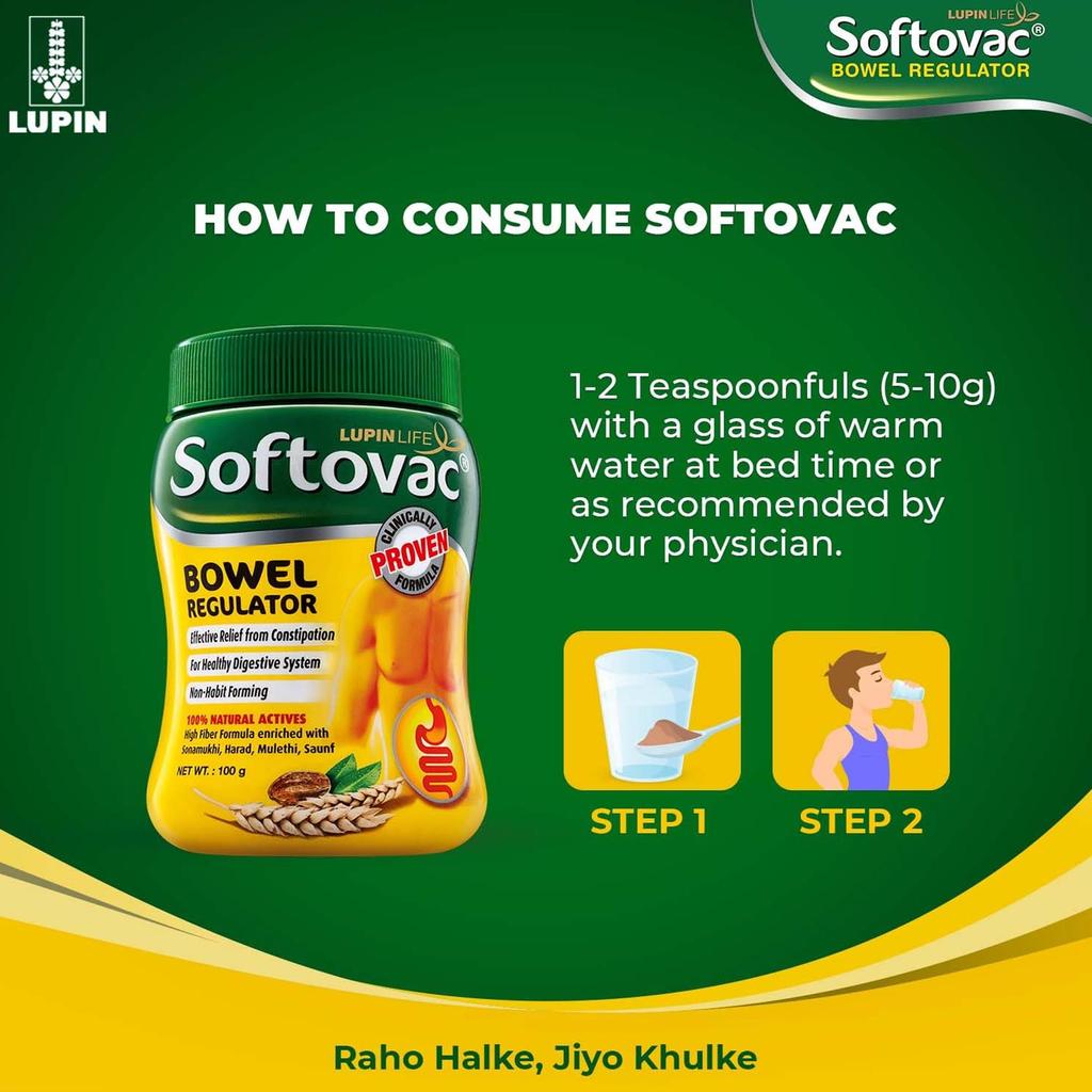 Softovac SF Isabgol Bowel Regulator Powder 450 G Sugar Free Gentle Digestive Support Relieves Constipation Bloating Promotes Healthy Gut for Adults