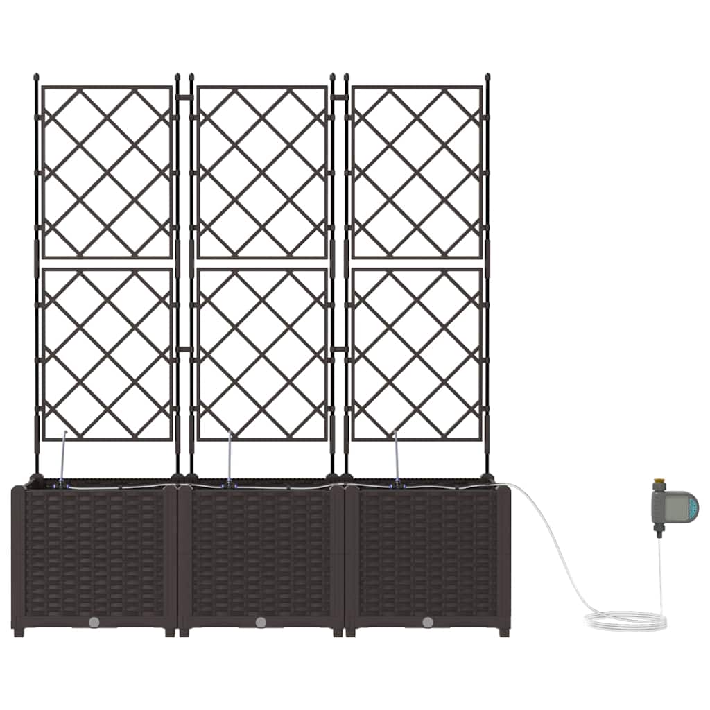 Garden Planter Set 3 pcs Brown 120 x 40 x 142 cm Plastic