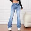 Spring and Autumn Women Stretch  Jeans High Waist Slim Straight Micro Flared Pants Ladies Long Casual Jean Pant