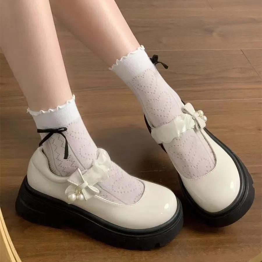 2024 New Fashion Versatile Round Head Female Mary Jane Comfortable Thick Bottom Bow Shallow Mouth Spring and Autumn Zapatos