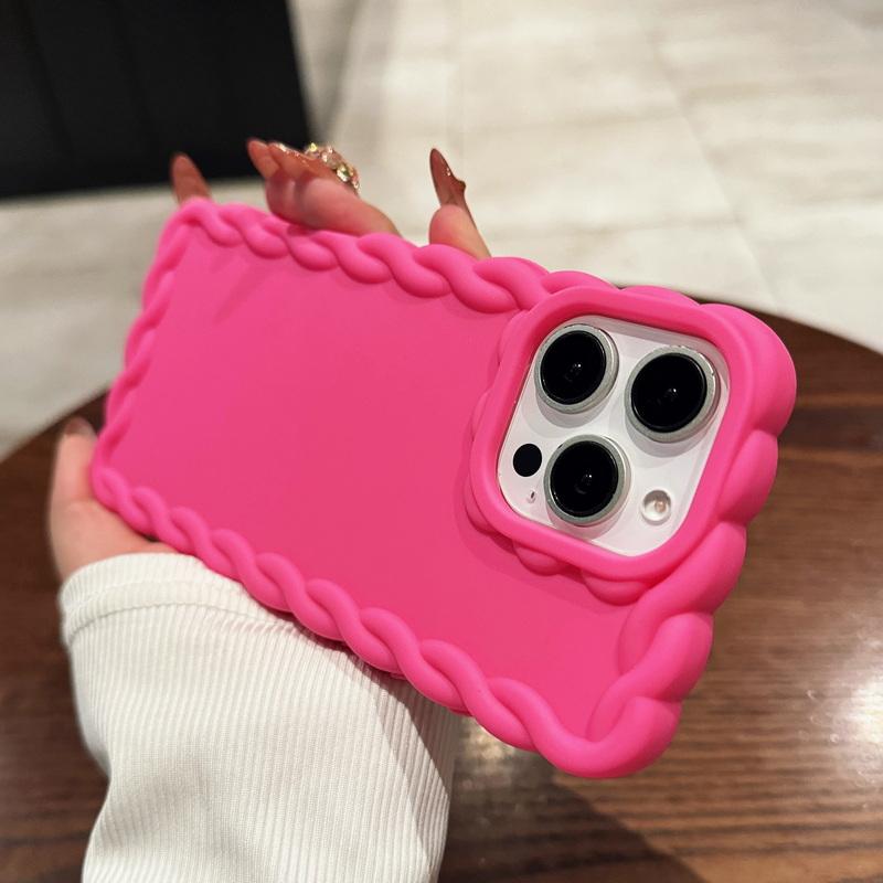 Cute Candy Color Matte Shockproof Case For iPhone 16 15 Pro Max 14 Pro 13 12 11 Wave Frame Clear Soft TPU Phone Cover