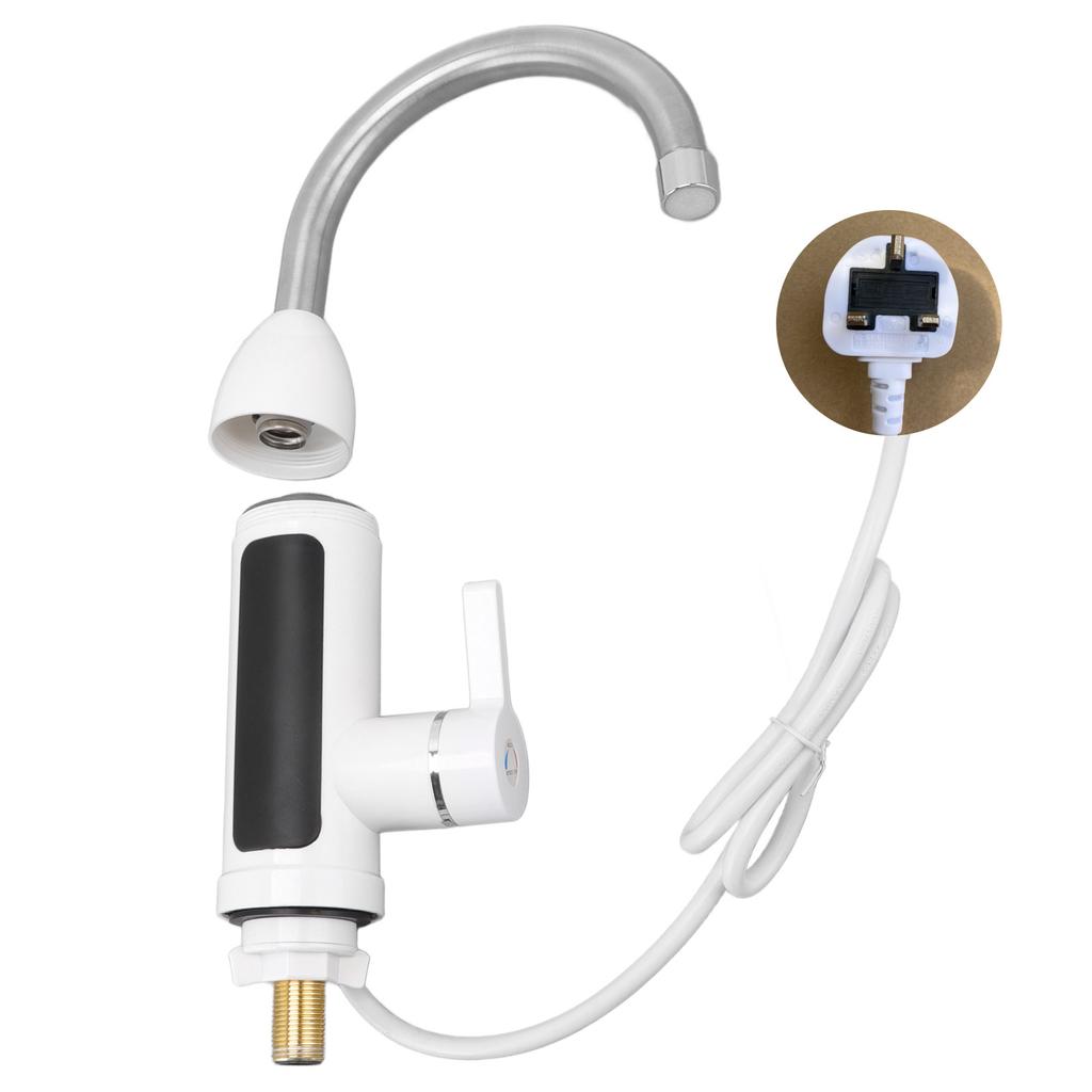 3000W Instant Water Heater Faucet IPX4 ABS Tankless Stainless Steel Kitchen Heating Tap for Home UK