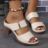 Fashion Women Summer Lightweight Hollow Sandals High Heels New Dress Chunky Open Toe Slippers Female 2025 Casual Slingback Slides Shoes