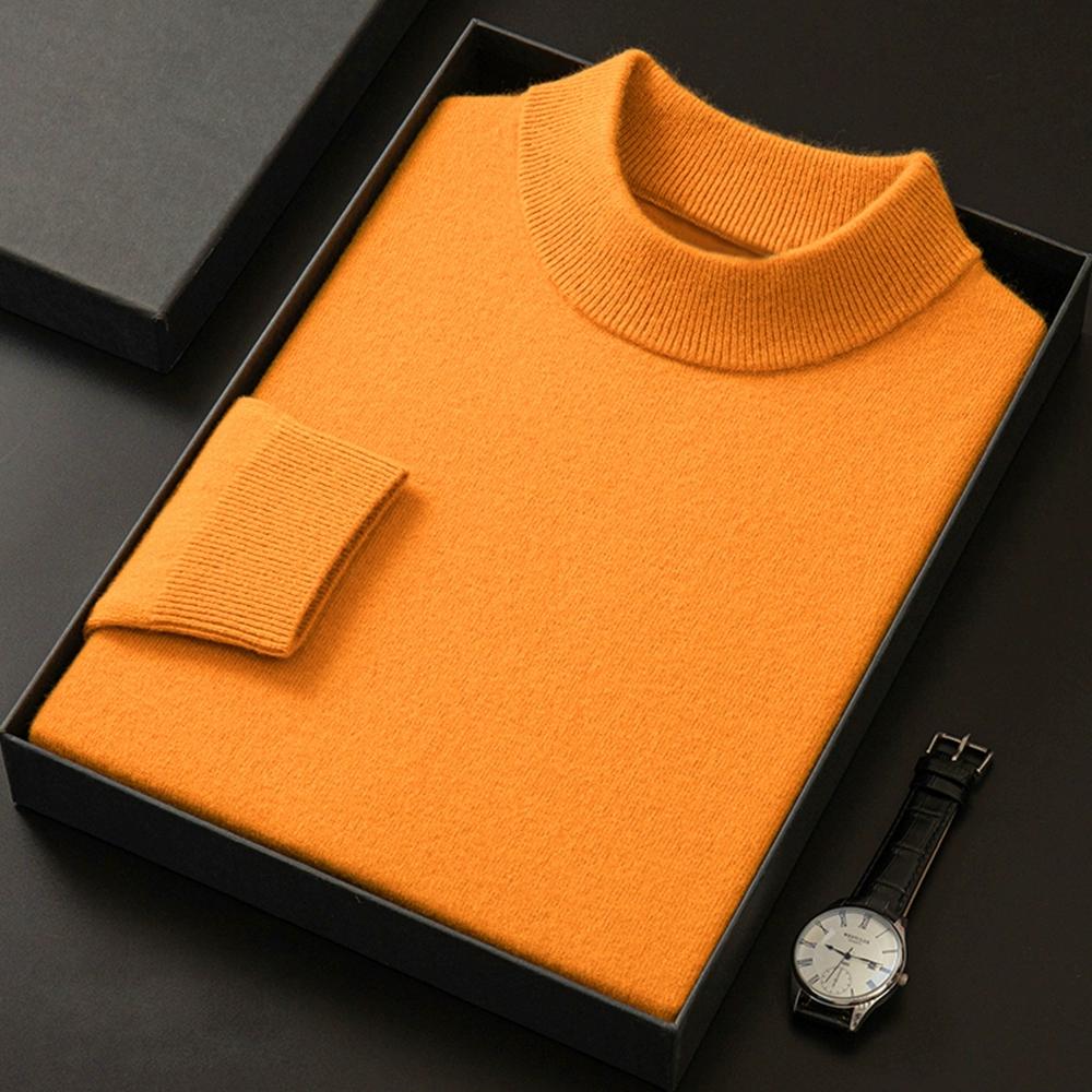 Men's Mock Neck Sweater Warm Wool Knitted