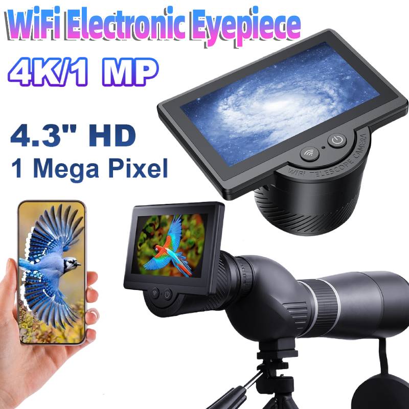 WiFi Electronic Eyepiece with 1080P 4.3 Inch IPS Screen Telescope Camera Eyepiece Portable Astronomical Telescope Accessories
