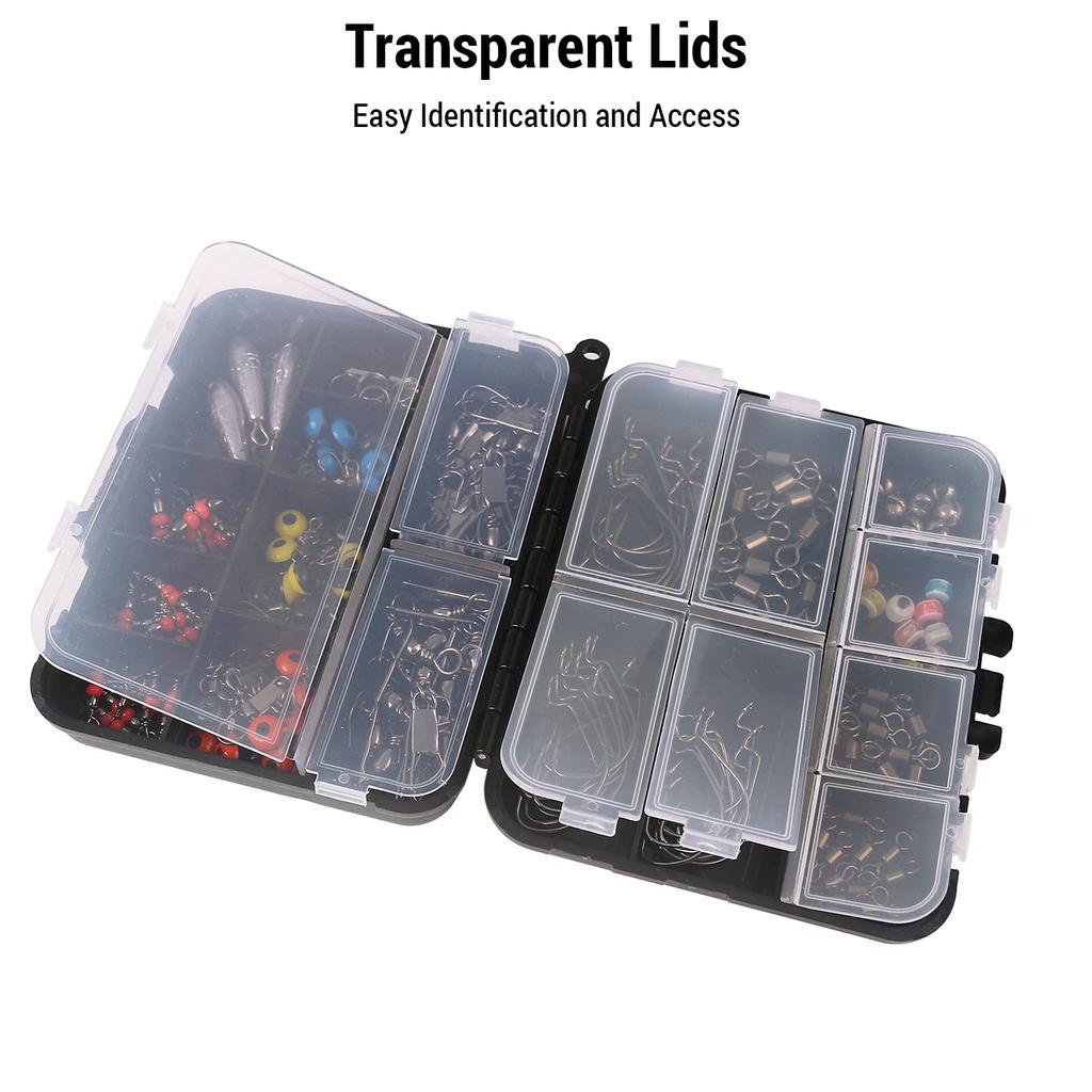 158Pcs Fishing Swivels Kit High-Strength Fishing Tackle Box with Barrel Swivels Ball Bearing