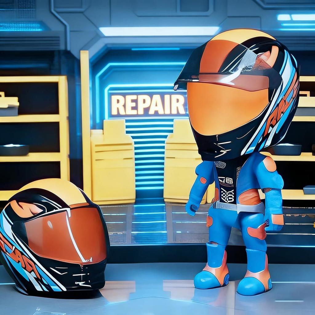 Mini Moto Helmet Heroes Transforming Ornaments with Hidden Racers Inside, Motorcycle Helmet Action Figure with 360-Degree Articulated Joints