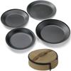CAMPING MOON Outdoor Tableware Camping Stainless Steel Plate Tableware Set 4 Pieces Included with Canvas Case BKS397-1S
