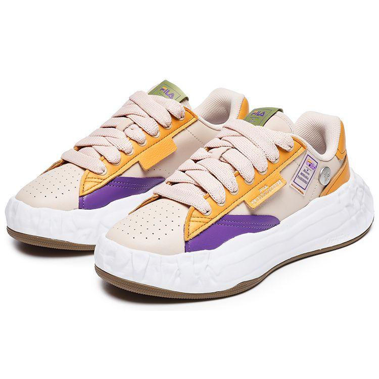 Mihara Yasuhiro X Fila FM-20 Кожаные Кроссовки на Толстой Подошве Повседневные Низкие Кроссовки Женские кроссовки Белый Желтый Фиолетовый F12W234207FWG