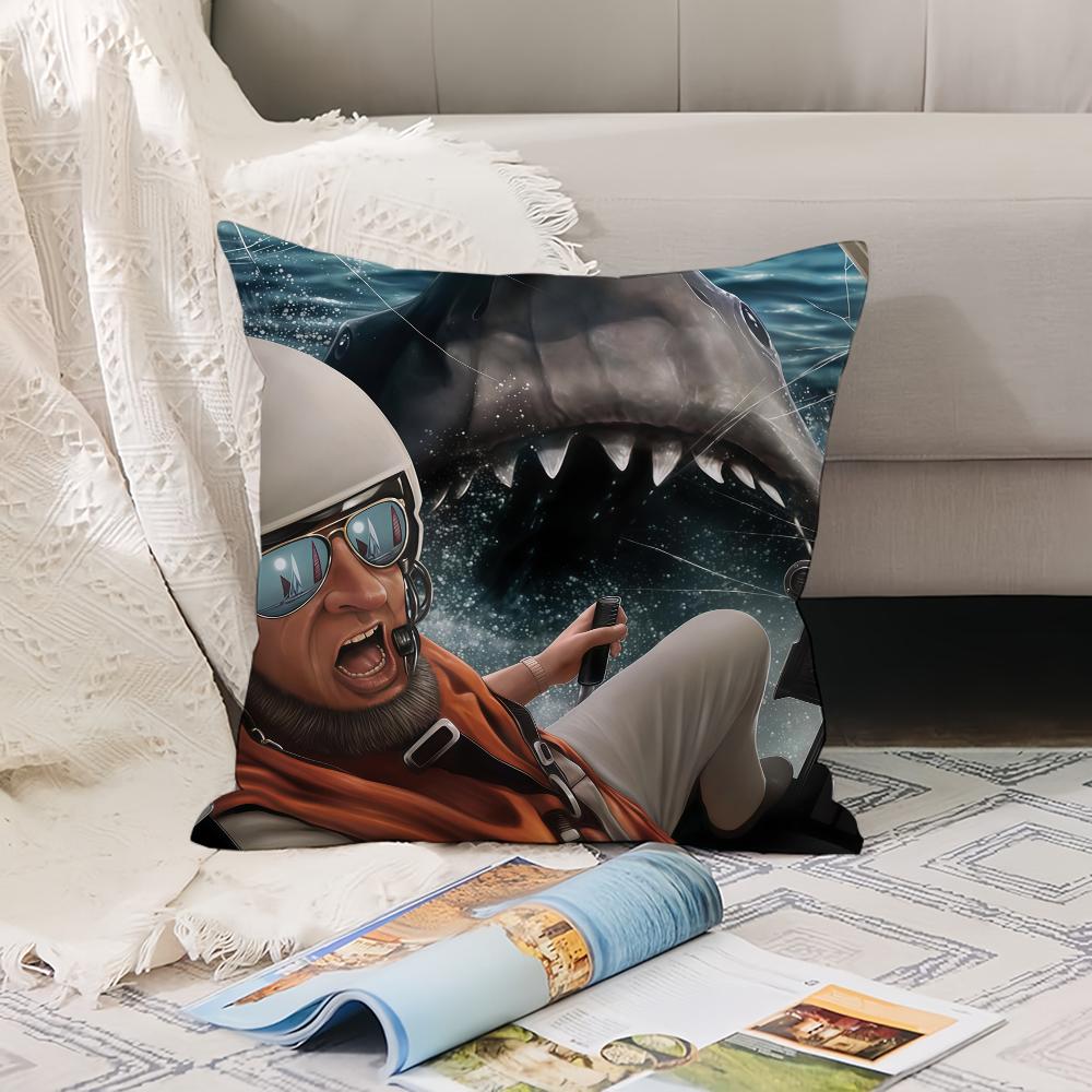 Чехол для подушки в стиле фильма ужасов J-Jaws Офисные подушки Подходят для дивана Автомобиля Спальни Декоративный чехол для подушки