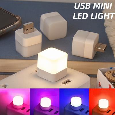 Маленький USB-ночник, светодиодный светильник для защиты глаз, квадратный/круглый ночник для чтения, компьютер, мобильная зарядка, мини-настольная лампа