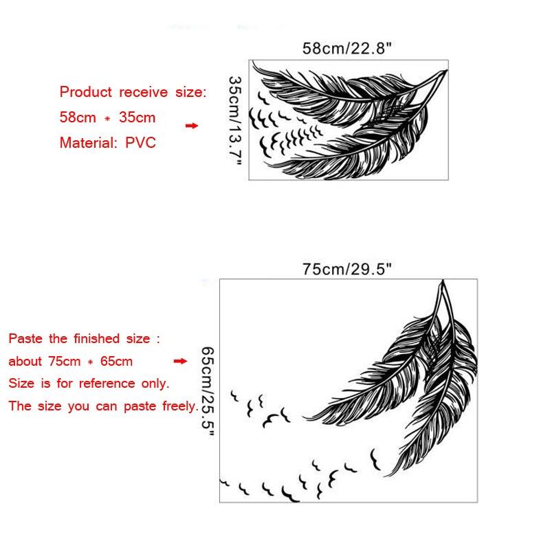 Креативная наклейка на стену с перьями для гостиной, спальни, оконное стекло, украшение, художественные наклейки, наклейки для шкафа, съемные обои