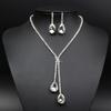Bridal Wedding Party Rhinestone Waterdrop Pendant Necklace Earrings Jewelry Set