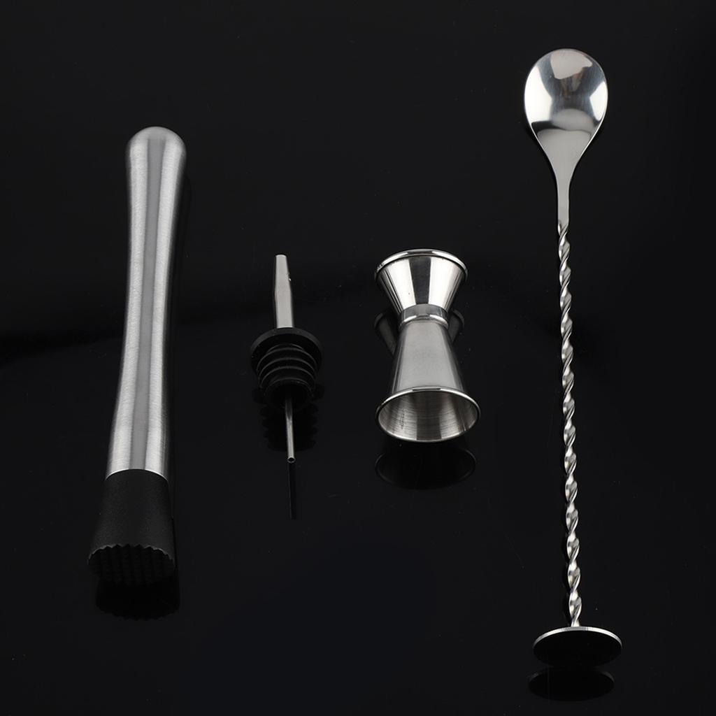 4pcs  Set Durable Stainless Steel Drinking Cocktail Mixing Tool Set In Home Bar Party(A)