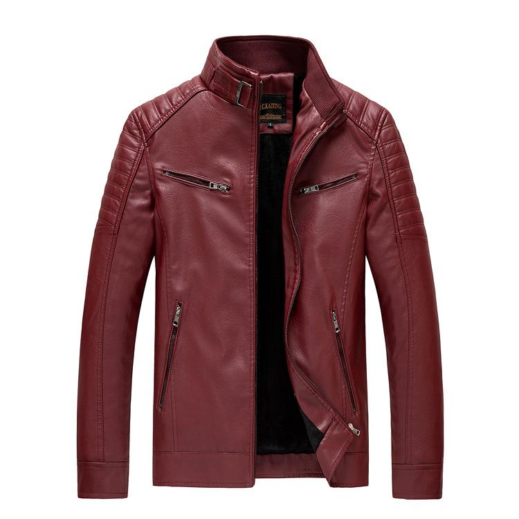 Autumn and Winter Men's Leather Jacket, Stand Collar, Trendy Leather Jacket, Handsome Motorcycle Jacket, Men's Jacket