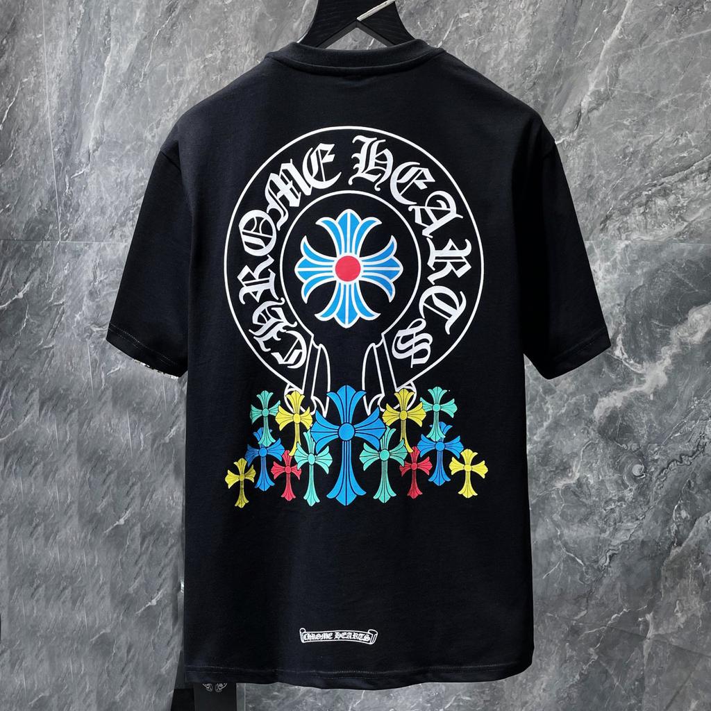 8708 CHROME HEARTS Summer New High Quality Cotton Round Neck Loose Large Size Men's and Women's T-shirt Couple T-shirt