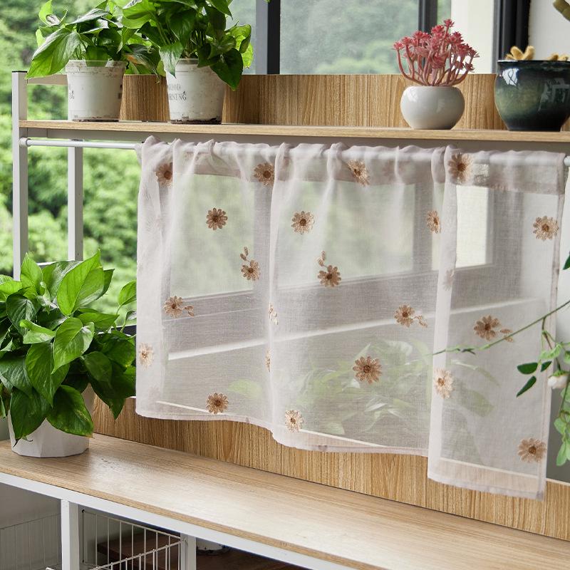 Двухслойная высококачественная вышитая кухонная штора-блэкаут для кафе
