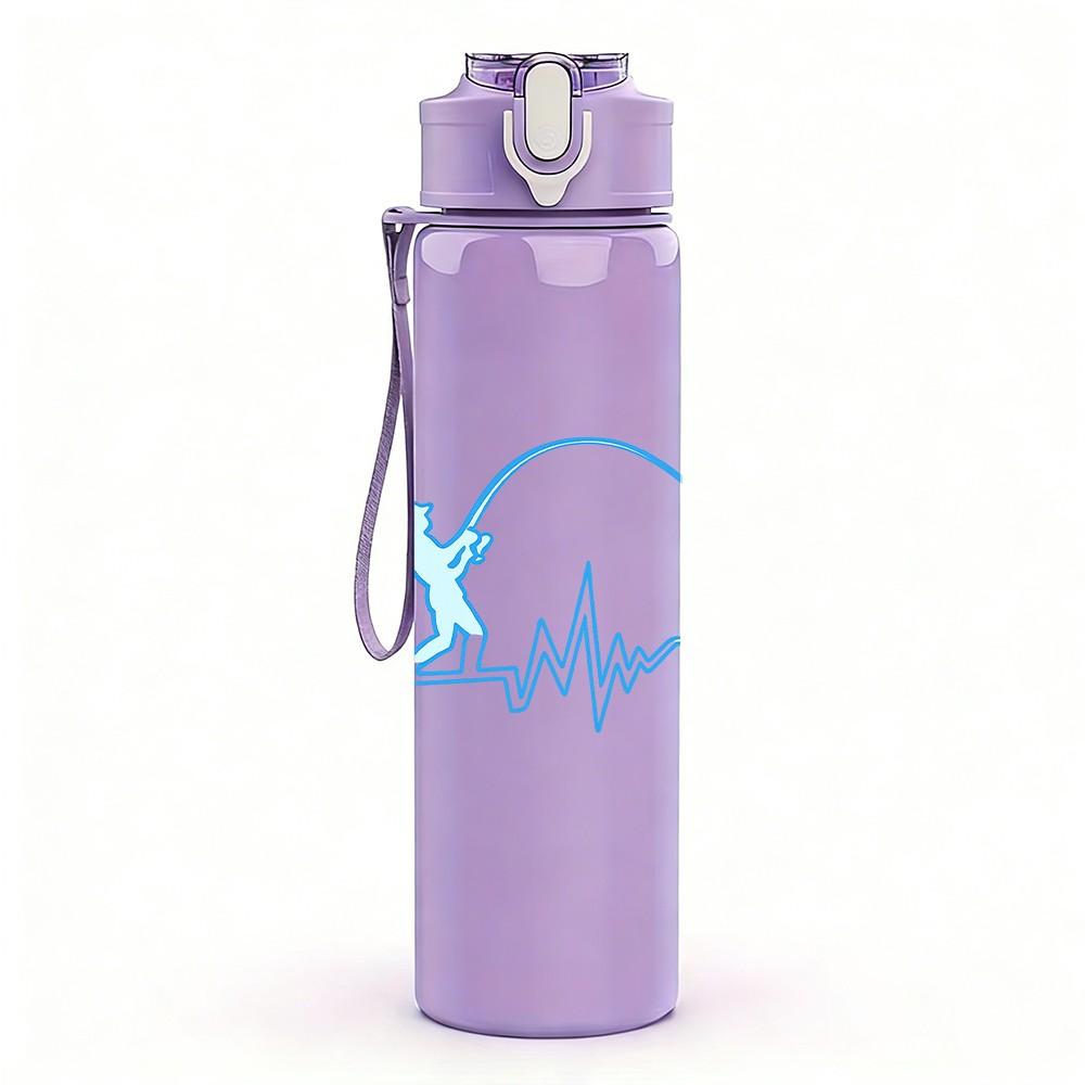 1PC Basketball Heartbeat Sport Line Art Print 750ml Color Plastic Sports Water Bottle Leakproof Flip Straw Lid Suitable for Sports Office Home Use